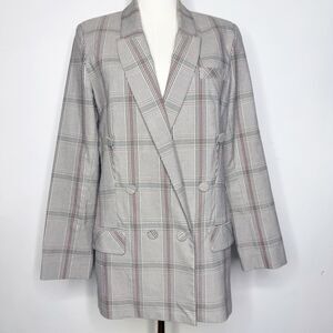 Cabi Long Sleuth Blazer Plaid Double Breasted Jacket 8
